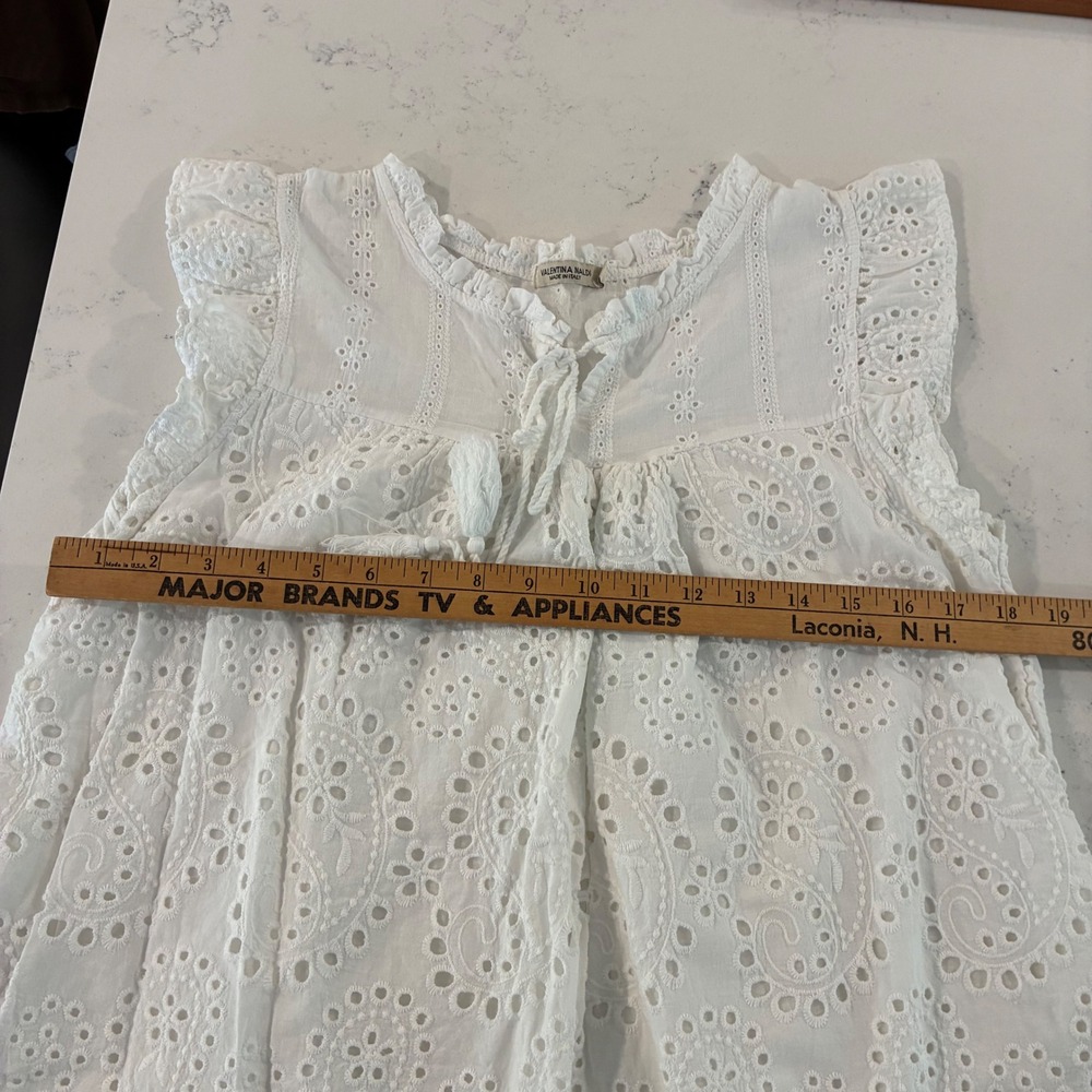 Valentina Naldi Blouse M Eyelet Cotton Boho Italian Romantic Shabby Chic Cottage - Picture 10 of 10
